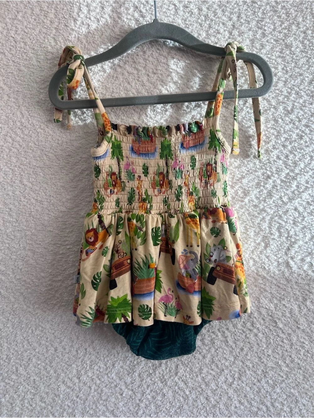 Birdie Bean Infant Safari‎ Dress Bodysuit Bamboo Size 6-12 Months